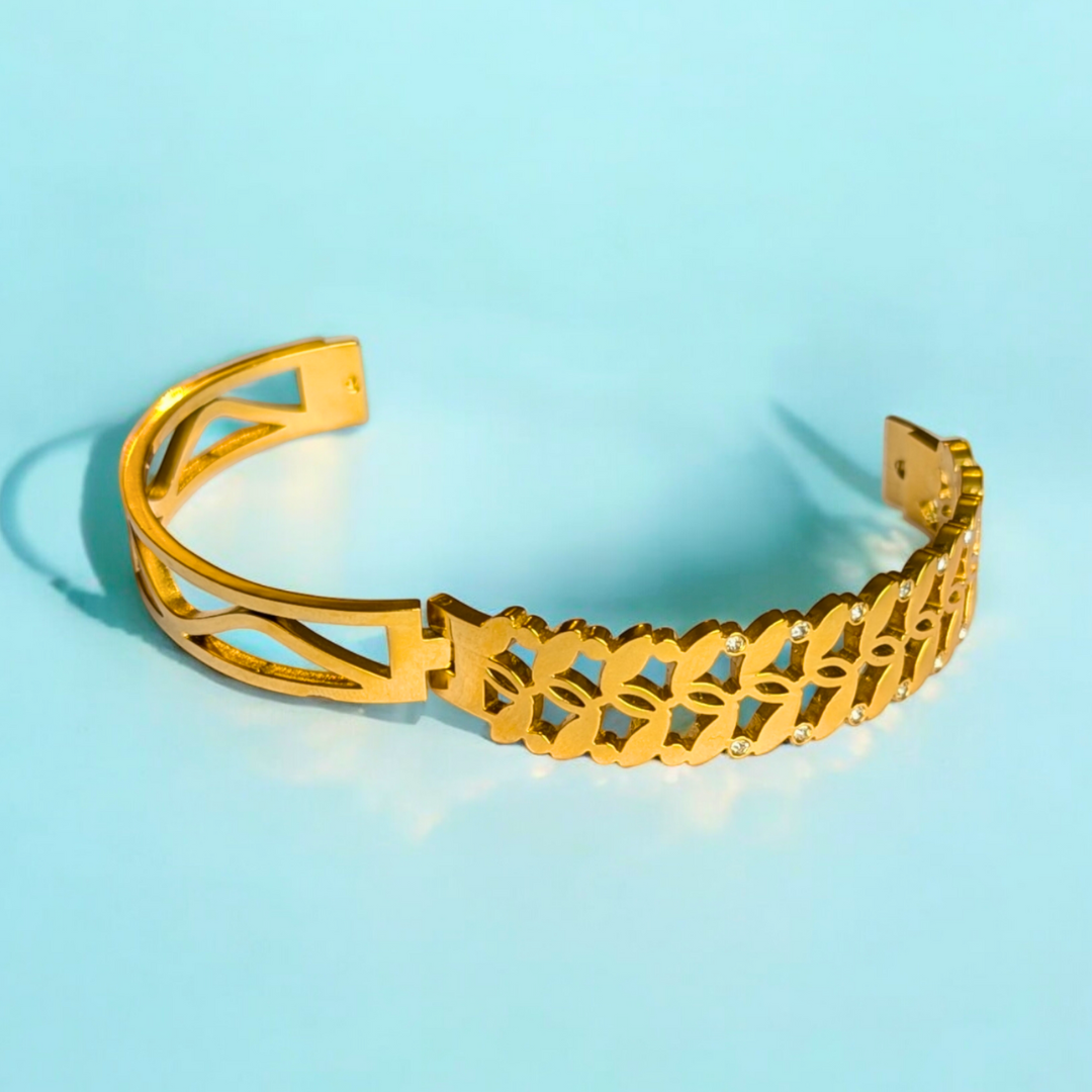 Arielle | Gold-Plated Chunky Hollow Cuff Bangle Bracelet