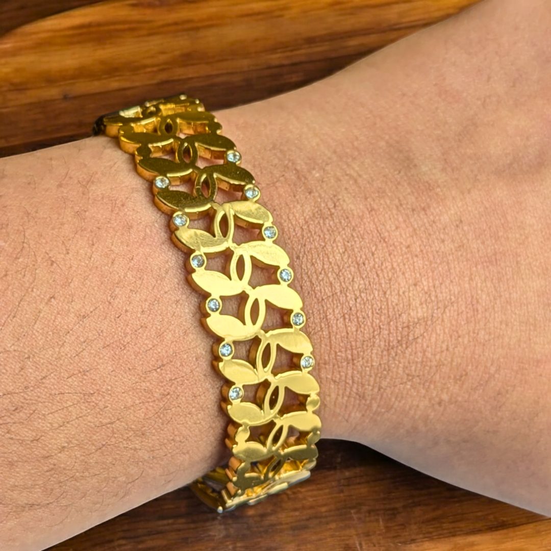 Arielle | Gold-Plated Chunky Hollow Cuff Bangle Bracelet