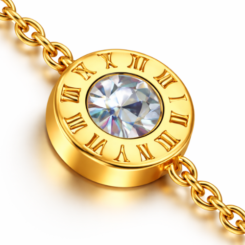 Hind | Gold Plated Roman Numeral Diamond Necklace