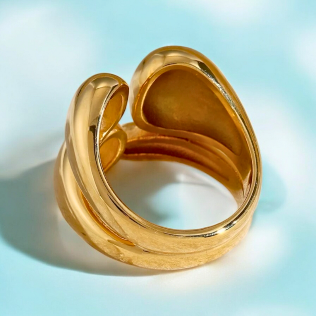 Elysia | Gold Plated Double Layer Vintage Chunky Boho Resizable Ring