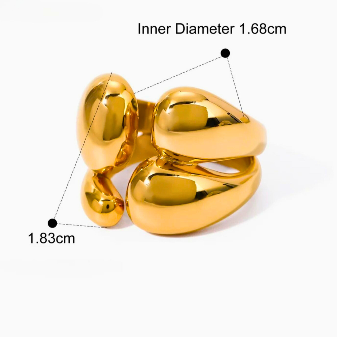 Elysia | Gold Plated Double Layer Vintage Chunky Boho Resizable Ring