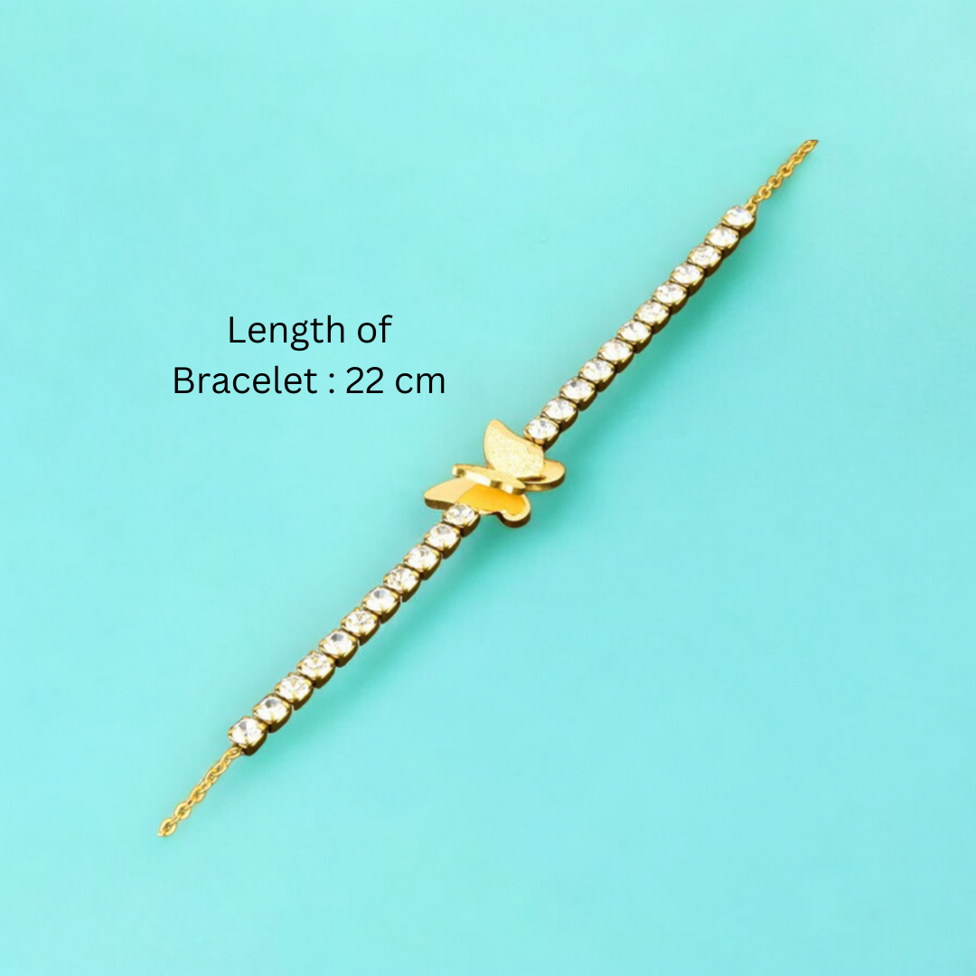 Athena | Gold Plated Butterfly Charm Zircon Bracelet