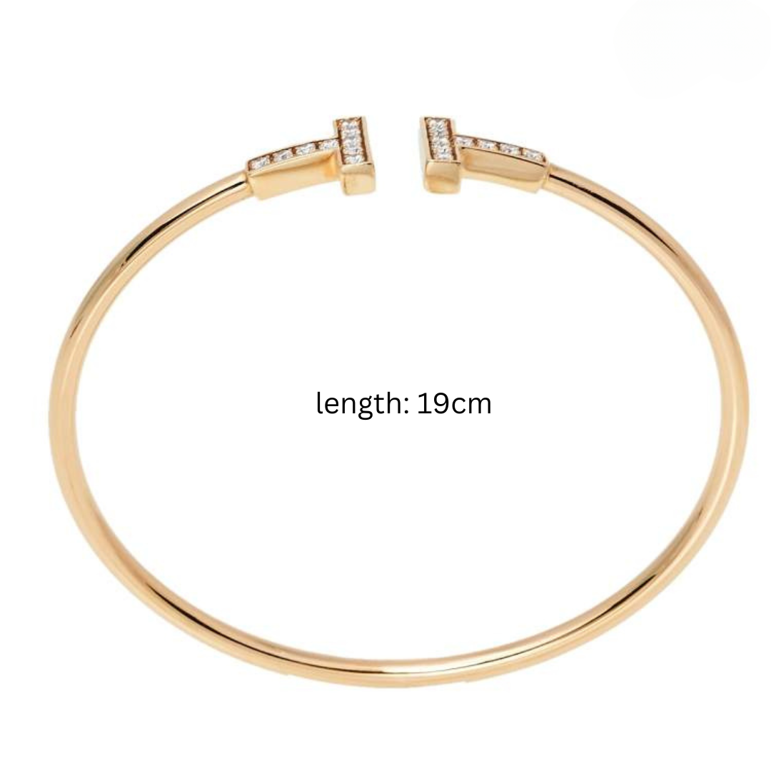 Tiara | 18K Gold Plated Zircon T-Bracelet Waterproof Bangle
