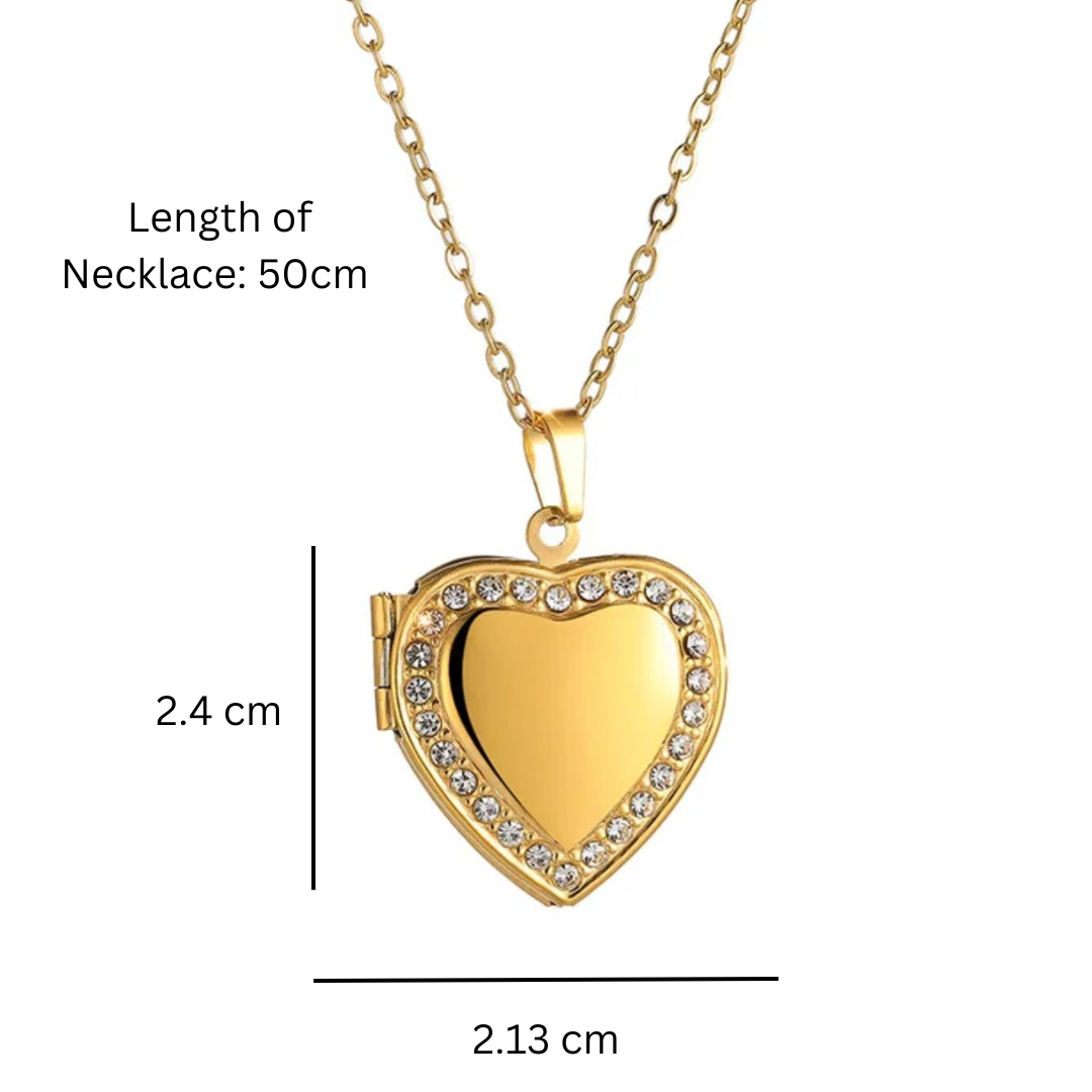 Inna | Gold (18K) Plated Heart Photo Frame Locket Pendant Waterproof Necklace Christmas Gift