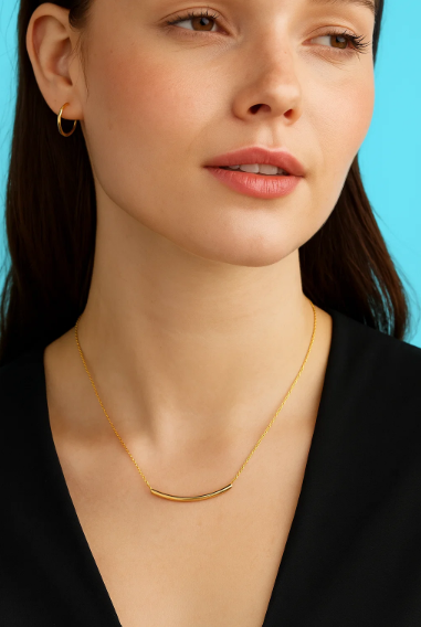 Ohana | Gold (18K) Plated Tube Bar Pendant Waterproof Necklace