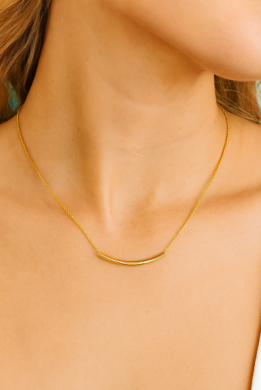 Ohana | Gold (18K) Plated Tube Bar Pendant Waterproof Necklace