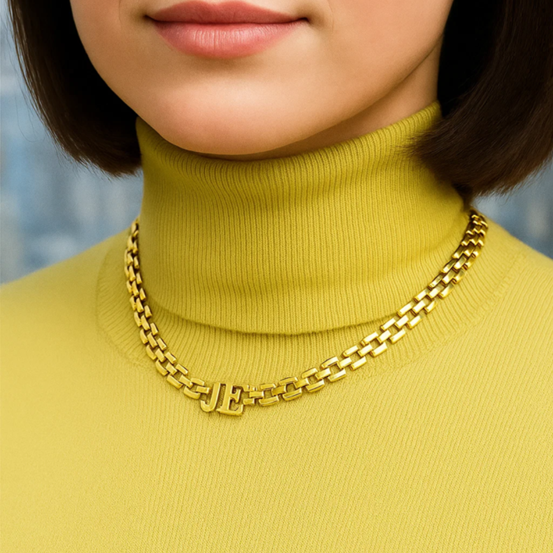 Venus | Initial Choker Necklace, Custom Initial Necklace - 18K Gold Plated Waterproof Necklace