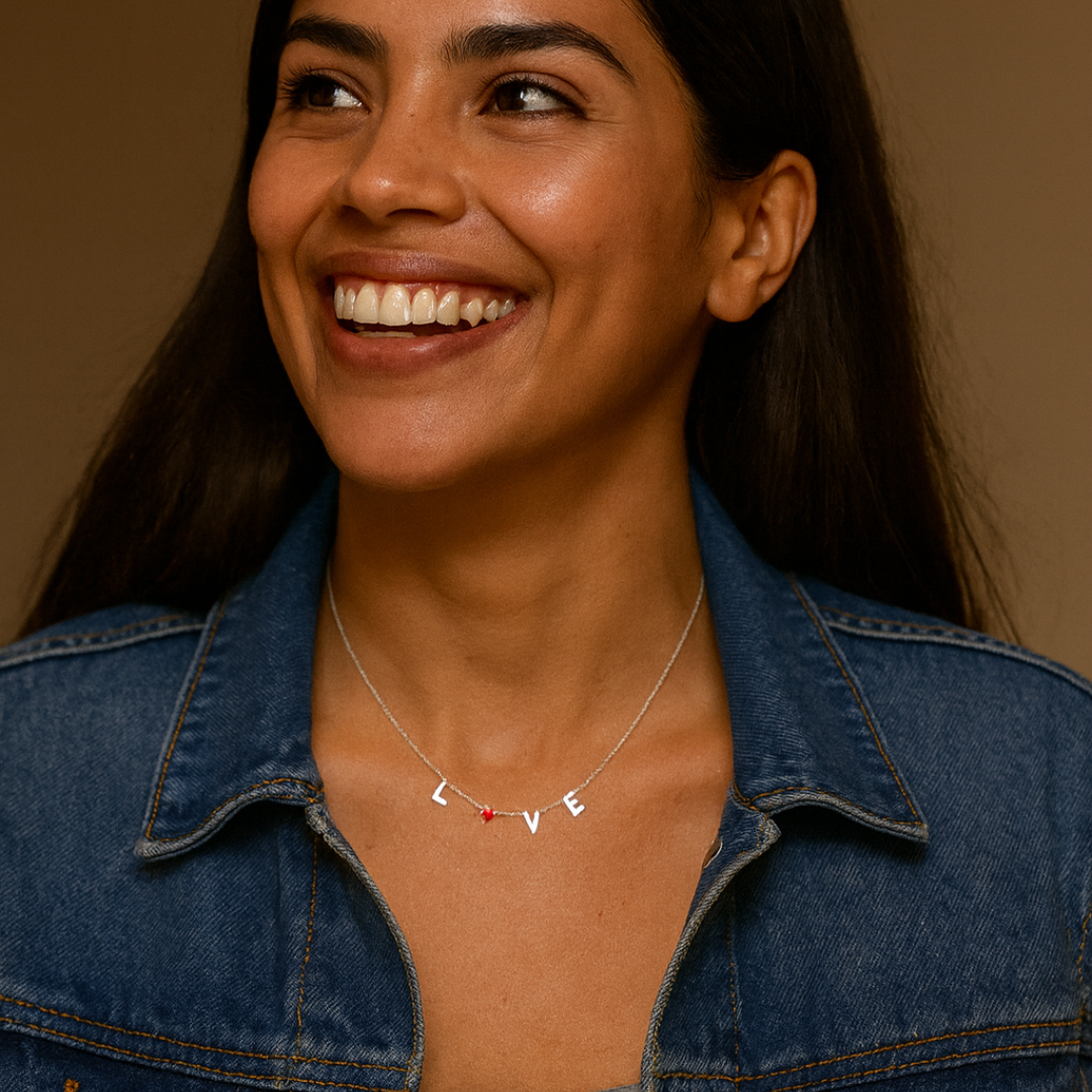 Clara | Suspended Personalised Name Necklace with Birthstones, Custom Name Necklace - 18K Gold Plated Waterproof Necklace