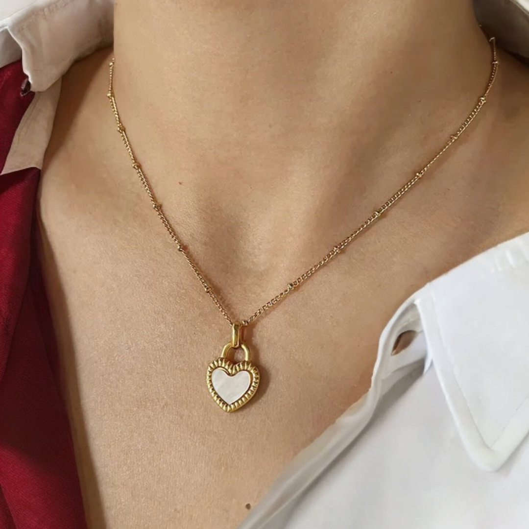 Sahara | Gold Plated Double-Sided Heart Pendant Necklace