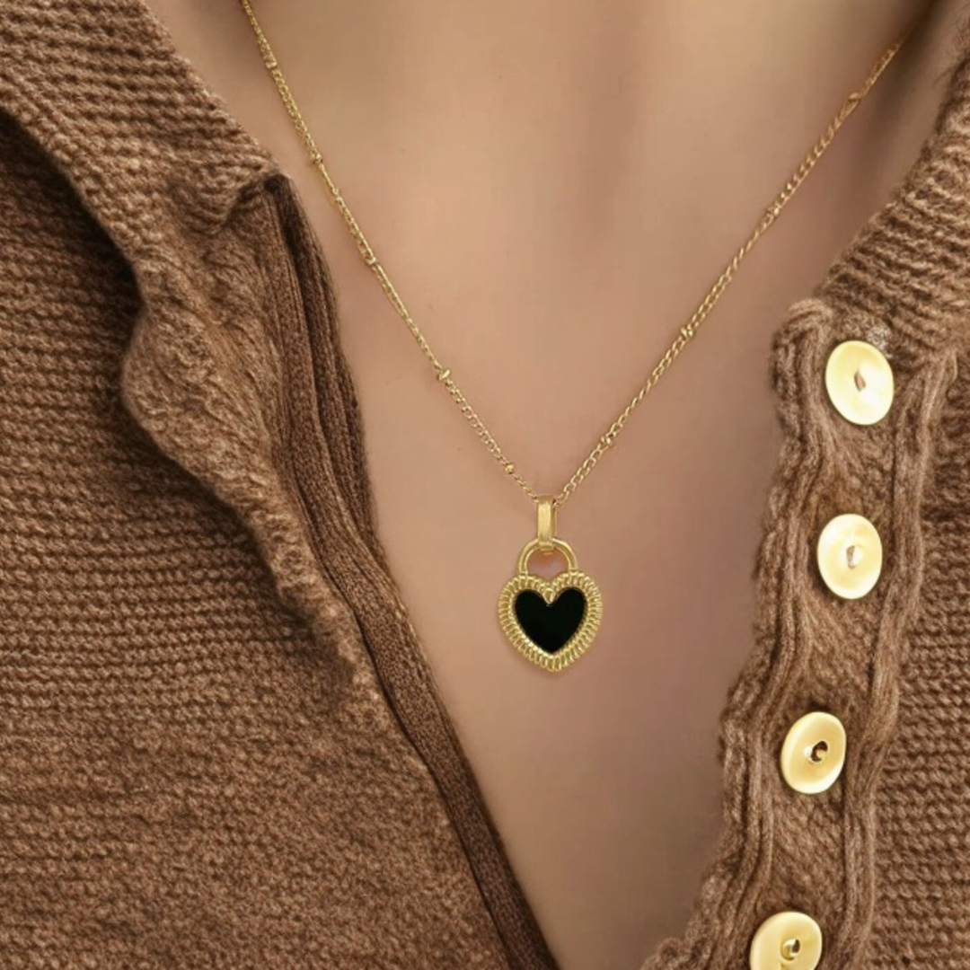 Sahara | Gold Plated Double-Sided Heart Pendant Necklace
