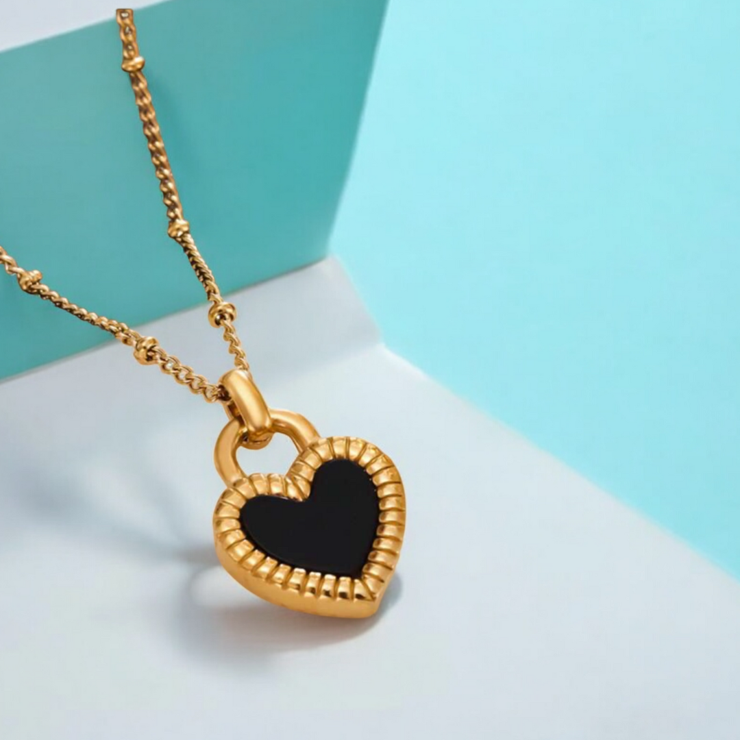 Sahara | Gold Plated Double-Sided Heart Pendant Necklace