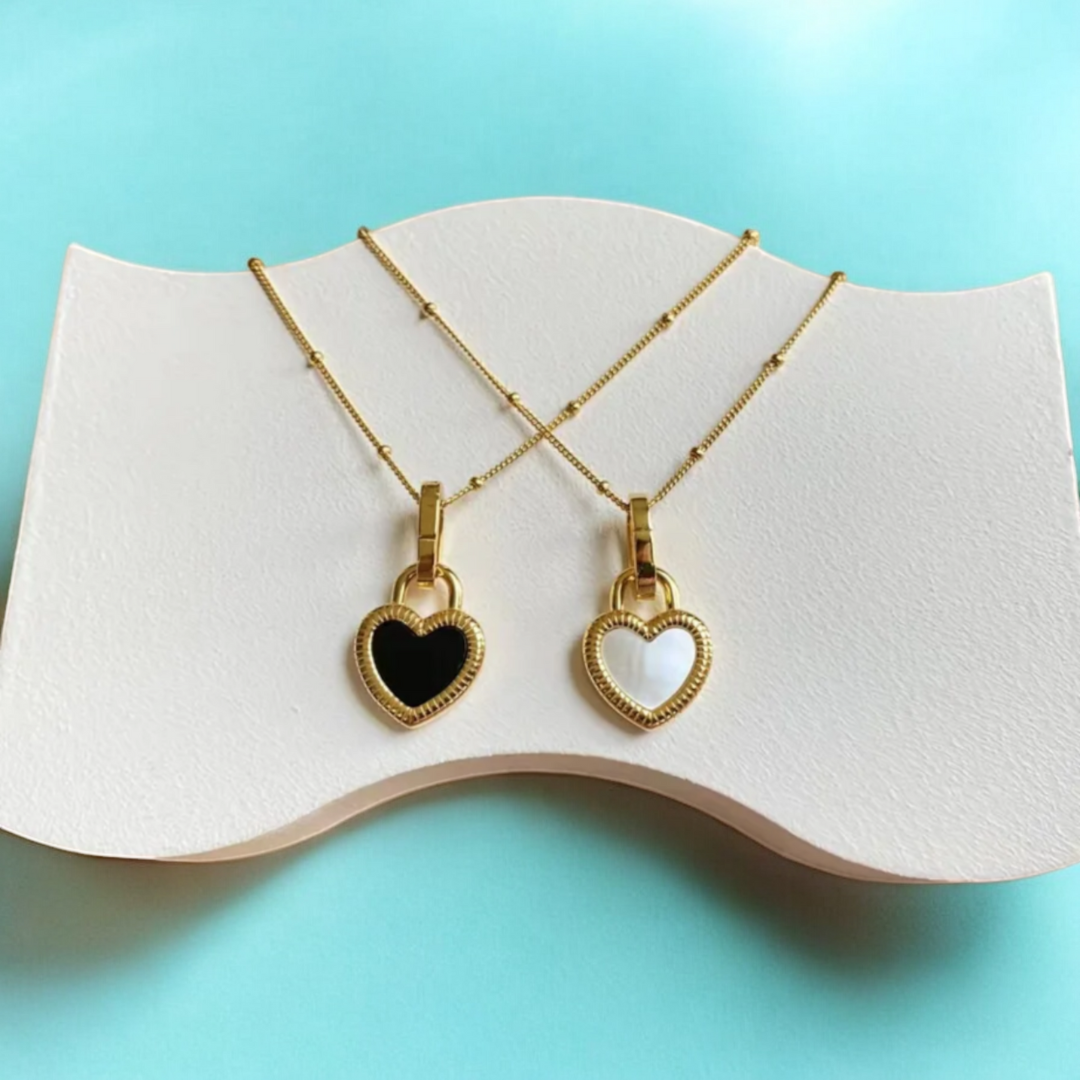 Sahara | Gold Plated Double-Sided Heart Pendant Necklace