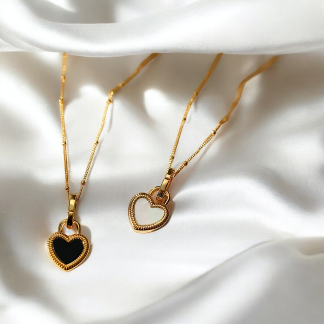 Sahara | Gold Plated Double-Sided Heart Pendant Necklace