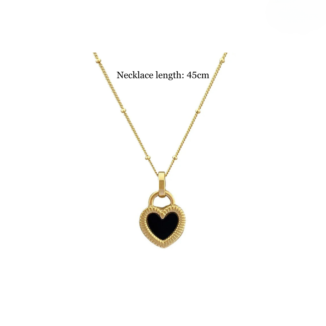 Sahara | Gold Plated Double-Sided Heart Pendant Necklace