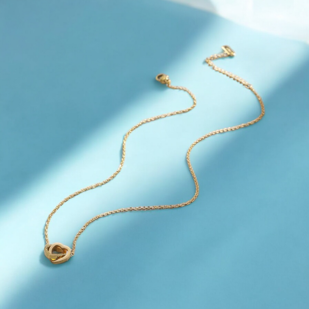 Aria | Gold Plated Interlocking Heart Pendant