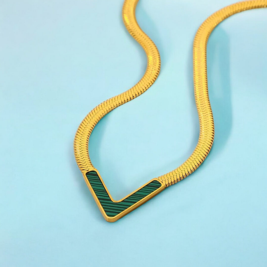 Aura | Gold Plated V-shaped Flat Snake Bone Chain