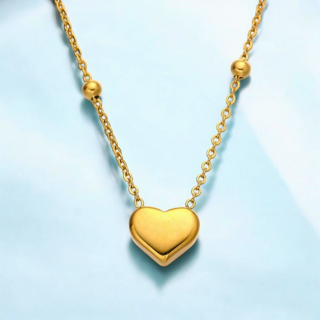 Lenora | Gold (18K) Plated Solid Love Heart Pendant Waterproof Necklace
