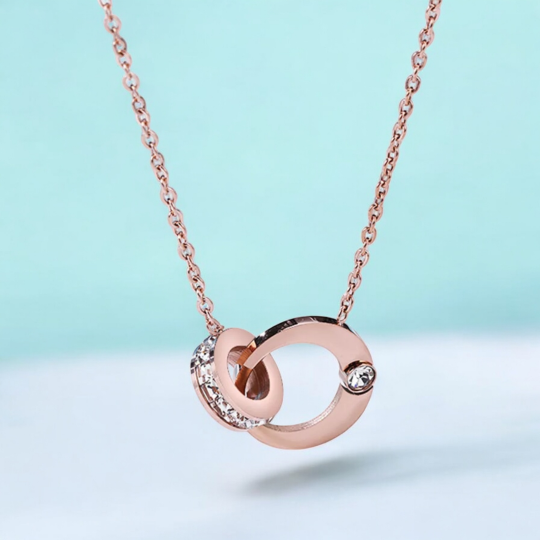 No tarnish, waterproof Lyra Rose Gold Necklace. Jooelri London's 18K plated stainless steel, gym-proof. Zircons for sparkle! Free shipping!