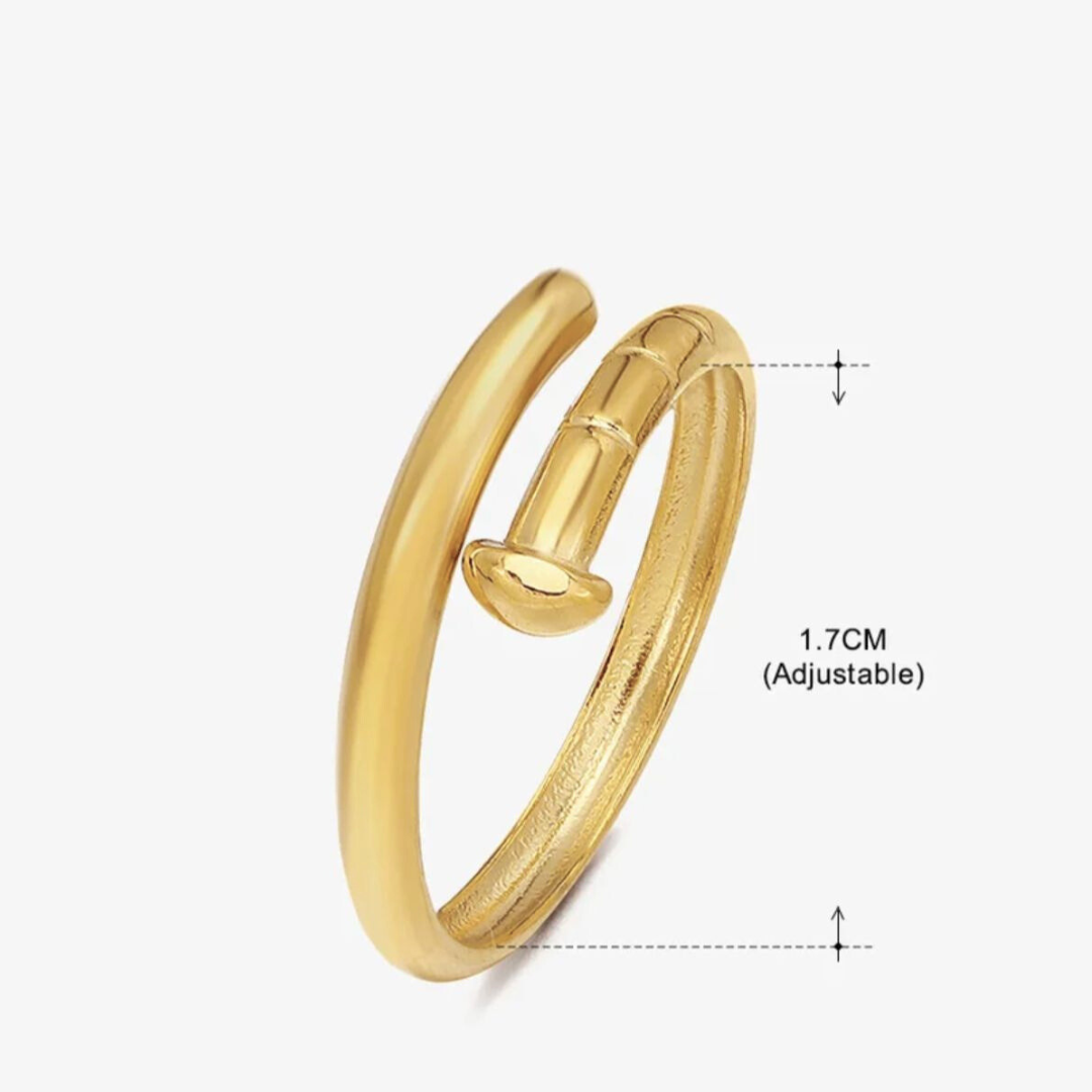 Hayley| Gold Plated Nail Head Resizable Ring