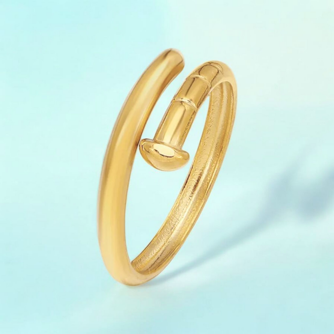 Hayley| Gold Plated Nail Head Resizable Ring