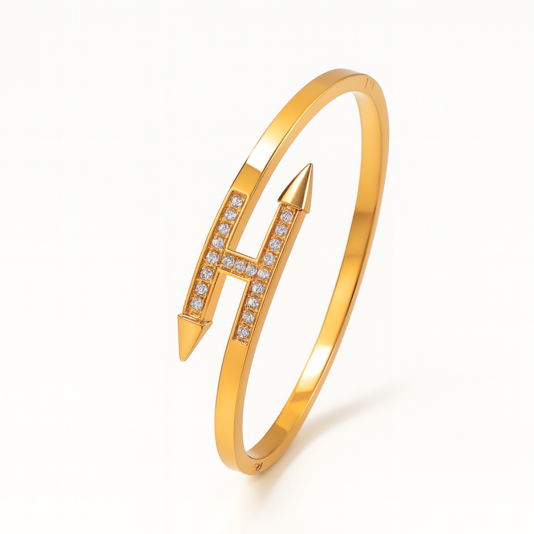 Selena | 18K Gold Plated Zircon Nail Waterproof Bracelet Bangle