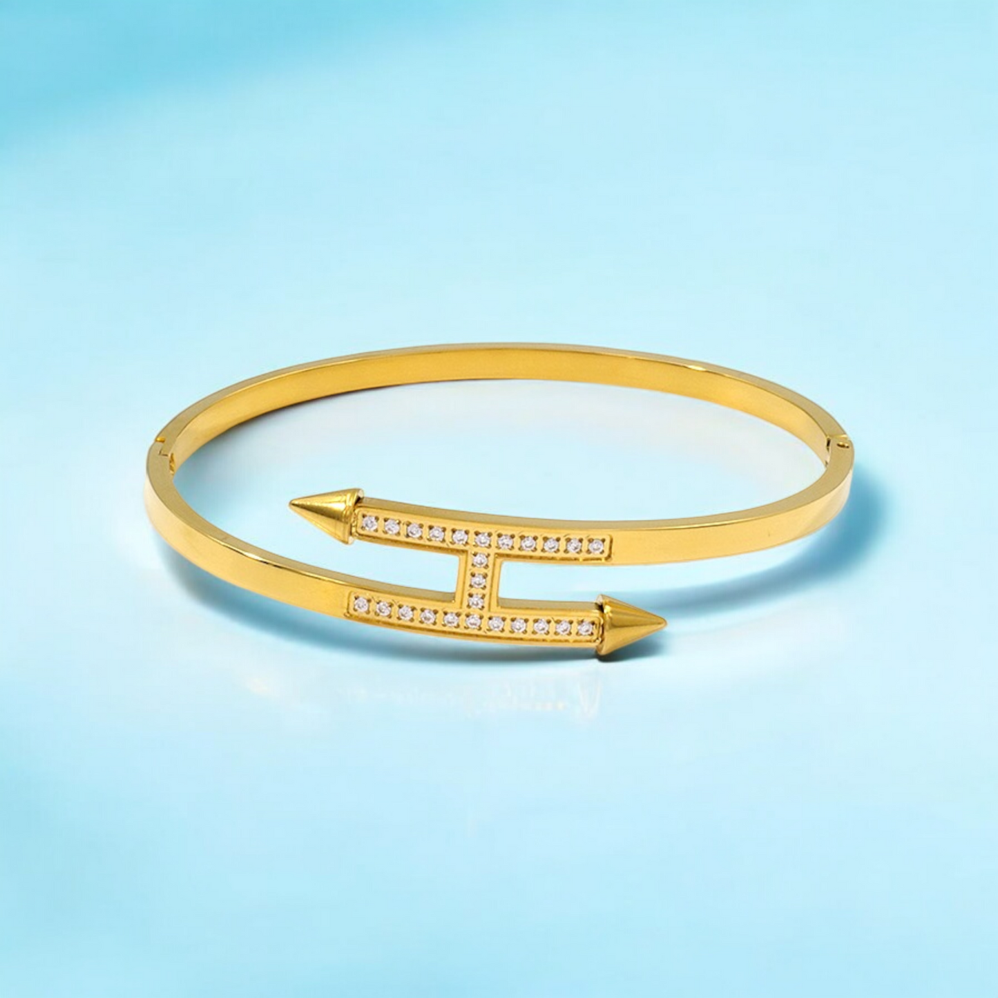 Selena | 18K Gold Plated Zircon Nail Waterproof Bracelet Bangle