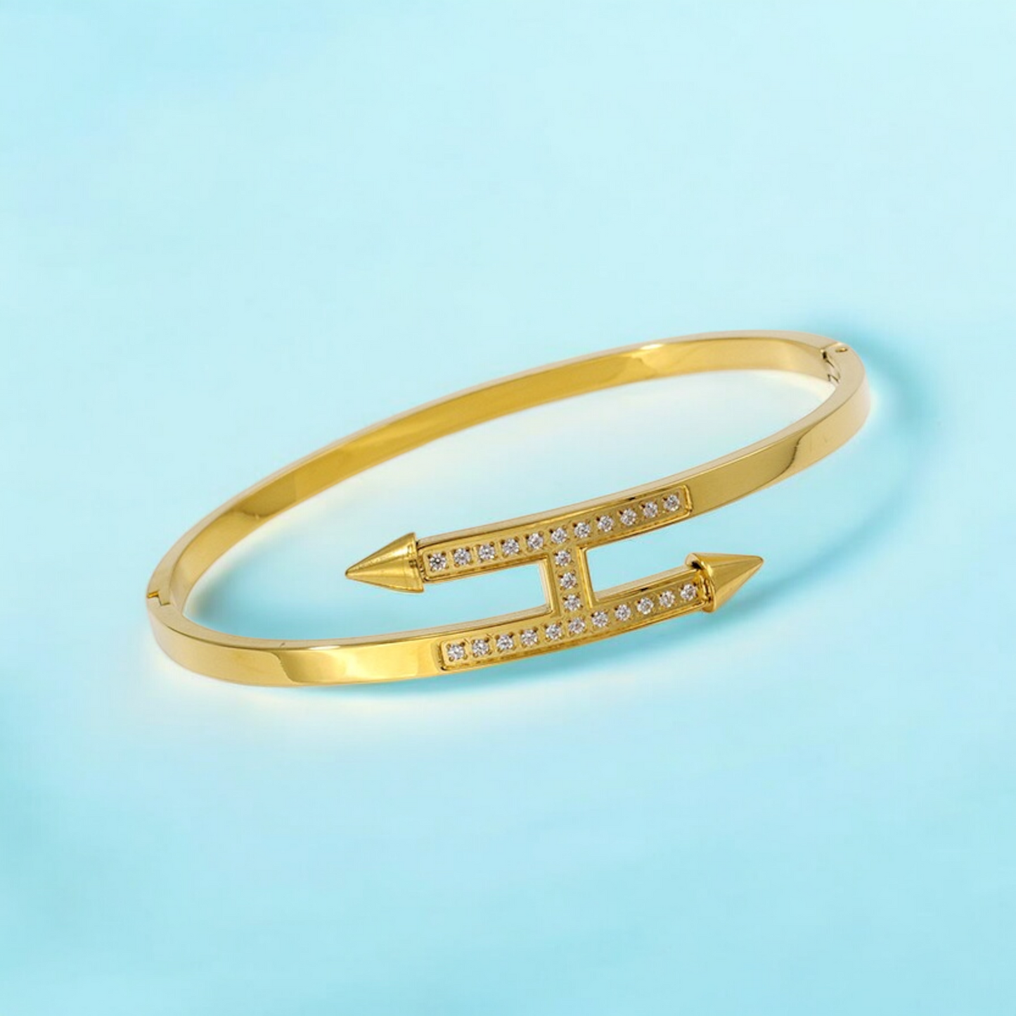 Selena | 18K Gold Plated Zircon Nail Waterproof Bracelet Bangle