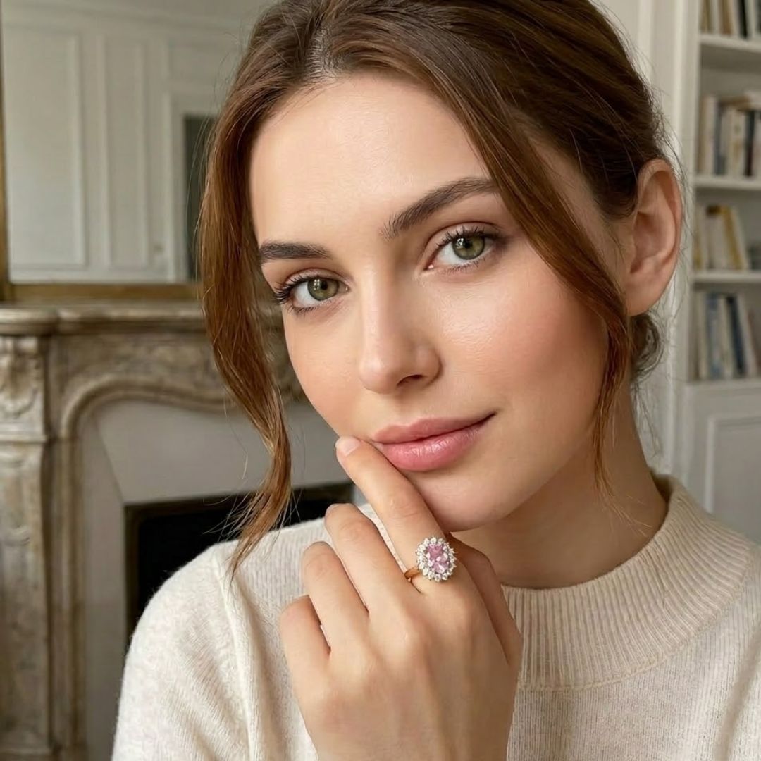 Brooke | Gold-Plated Oval Halo Open Cuff Ring