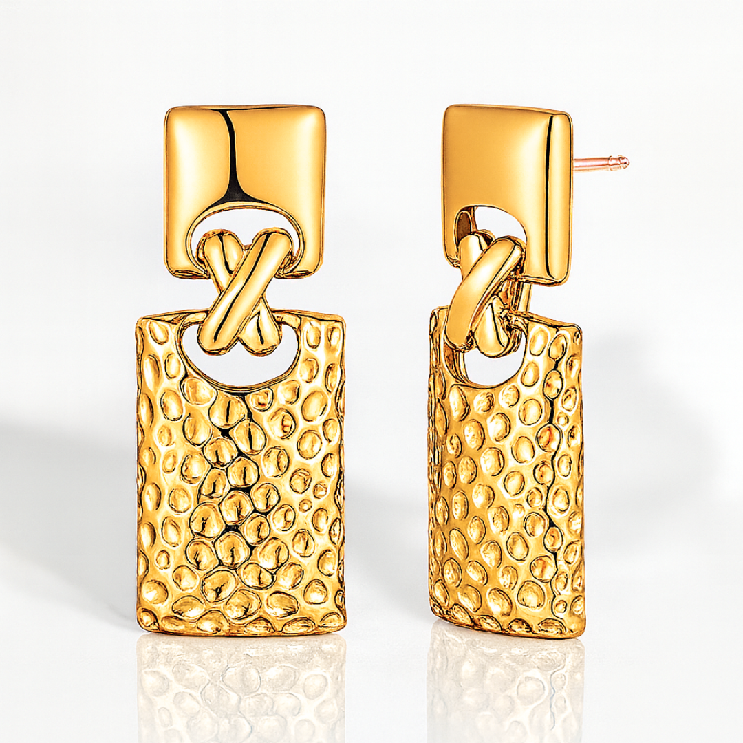 Adele | 18K Gold-Plated Retro Vintage Rectangle Chunky Waterproof Earrings