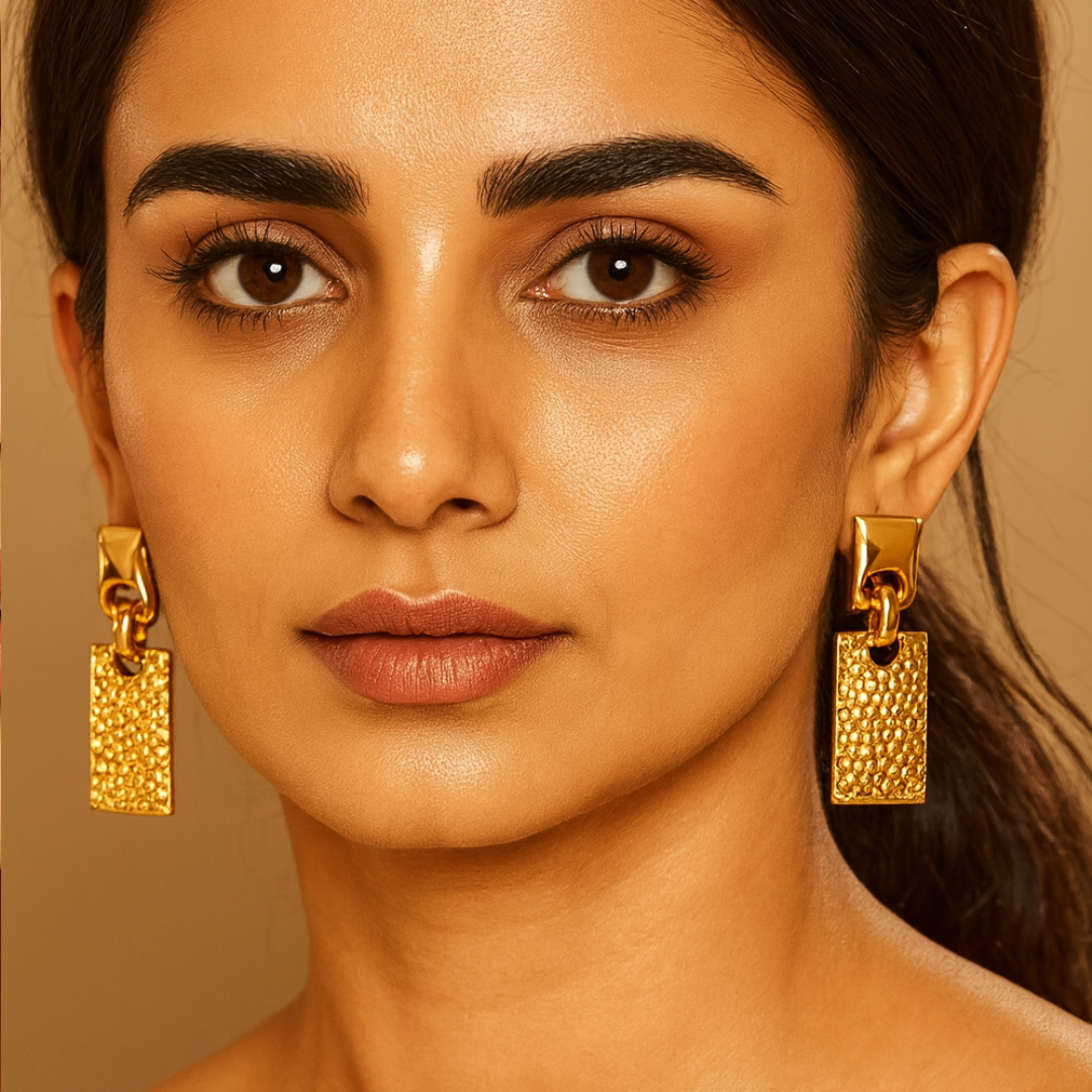 Adele | 18K Gold-Plated Retro Vintage Rectangle Chunky Waterproof Earrings