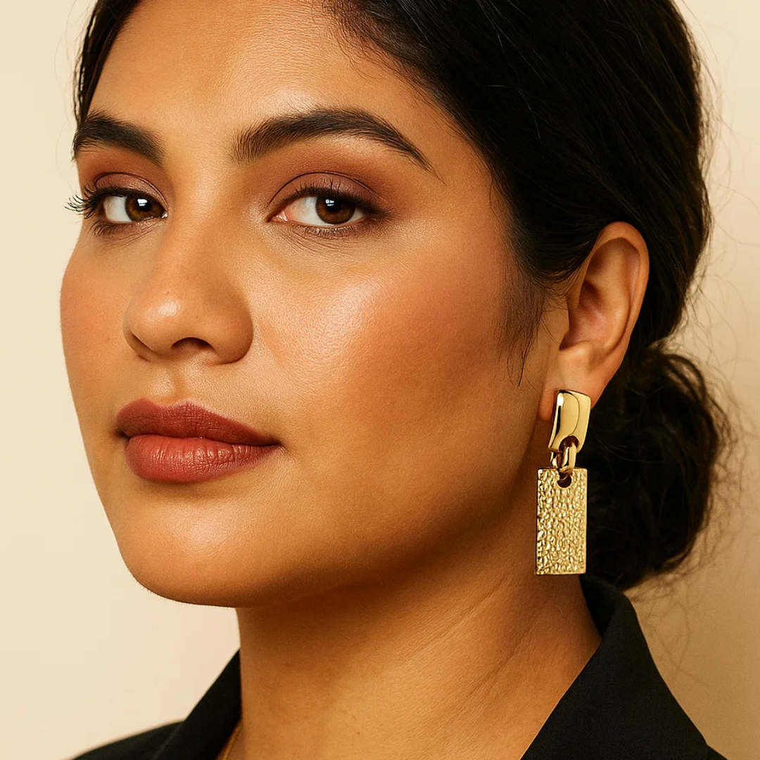 Adele | 18K Gold-Plated Retro Vintage Rectangle Chunky Waterproof Earrings