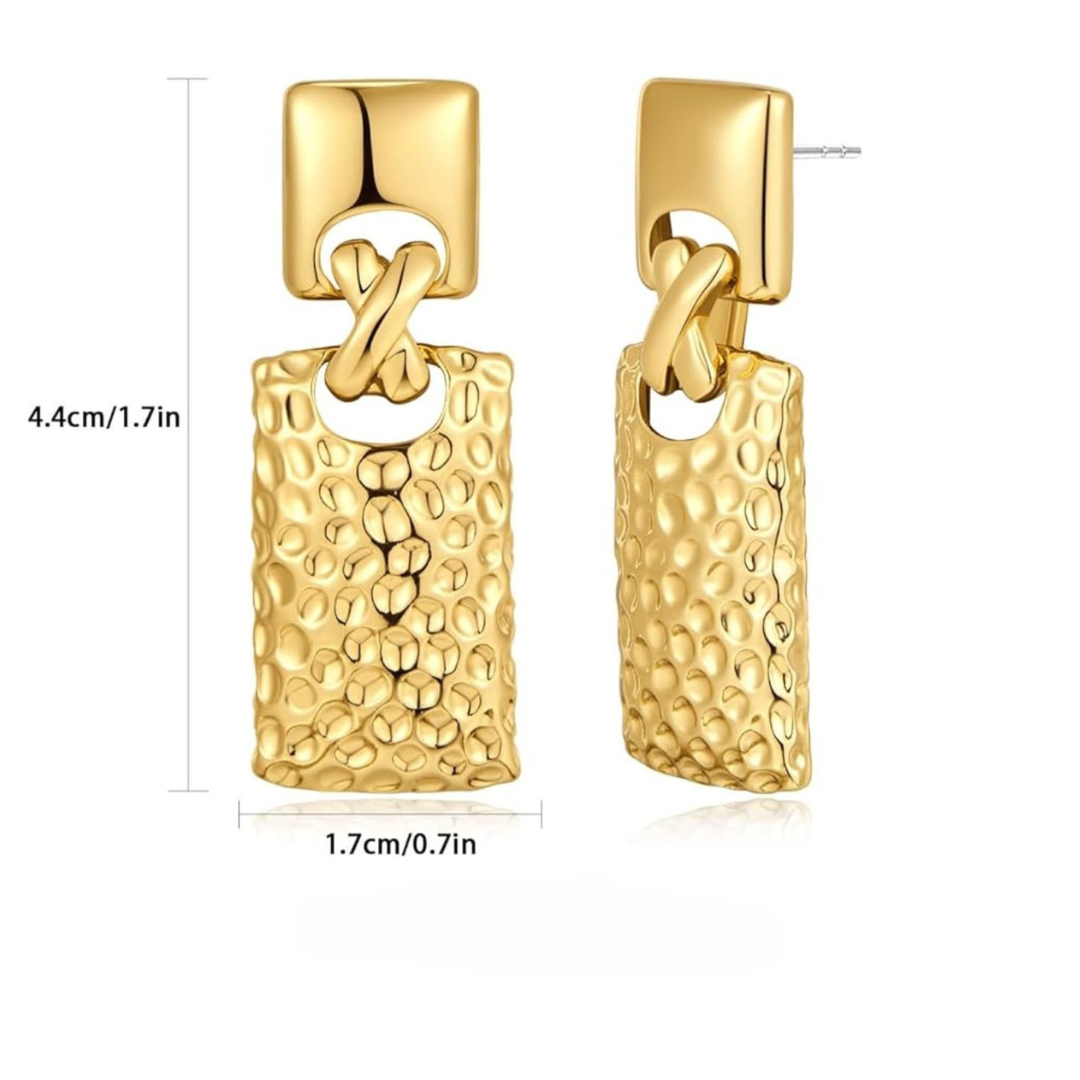 Adele | Gold-Plated Retro Vintage Rectangle Chunky Earrings