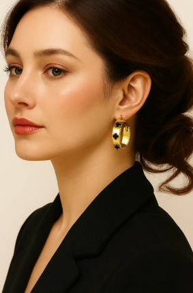Ariel | Gold-Plated Shell Filled Four Leaf Clover Hoop Earrings