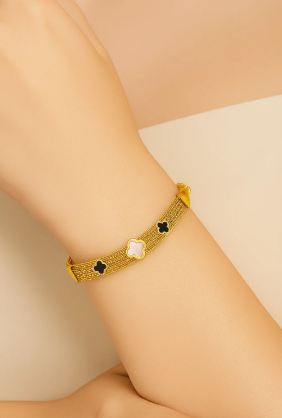 Antalya | Multi Clover Mesh Bracelet 18K Gold Plated Waterproof