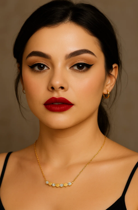 Beth | Gold (18K) and Rose Gold Plated Honeycomb Bar Pendant Waterproof Necklace with Zircons