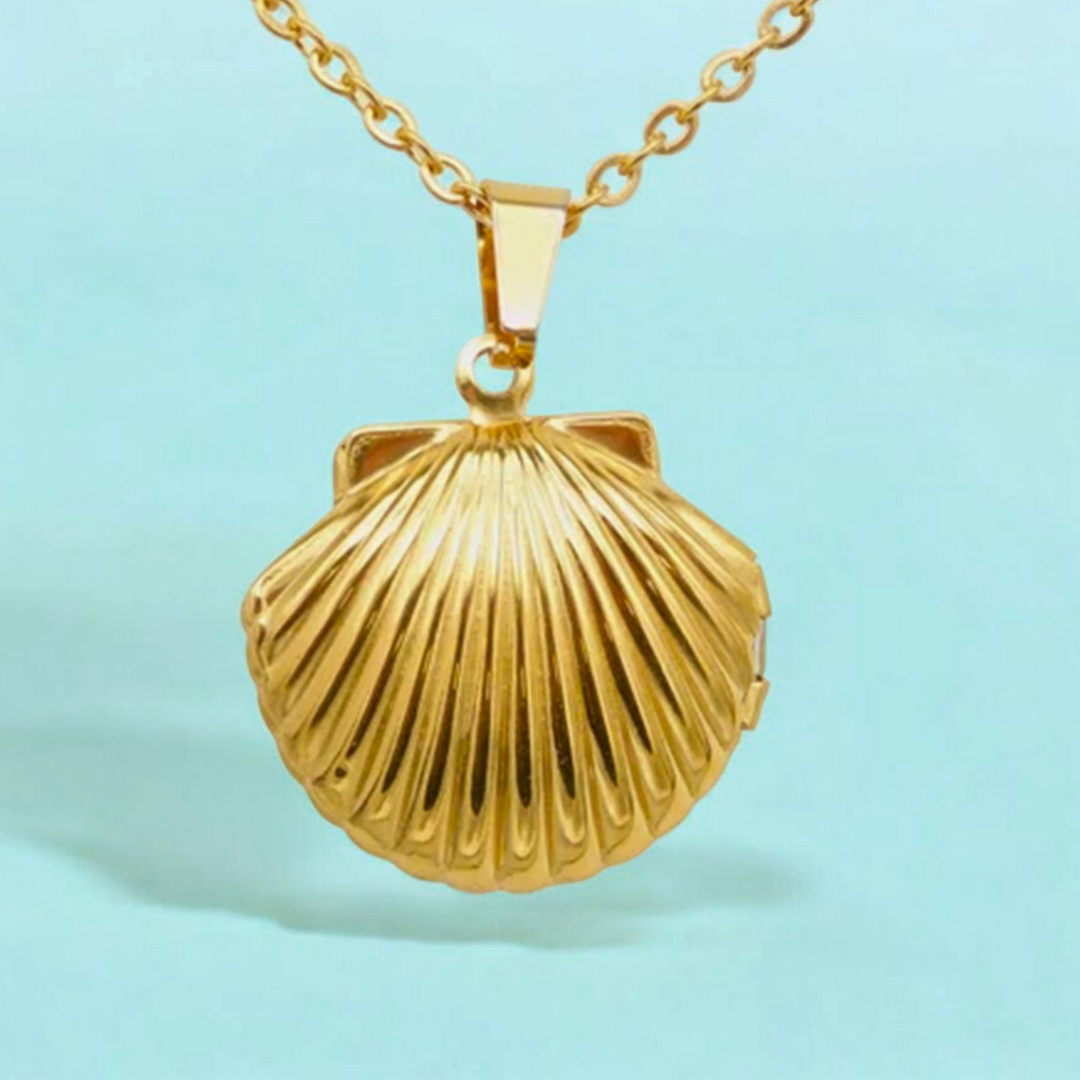 Rexa | Gold (18K) Plated Sea-Shell Waterproof Locket Necklace