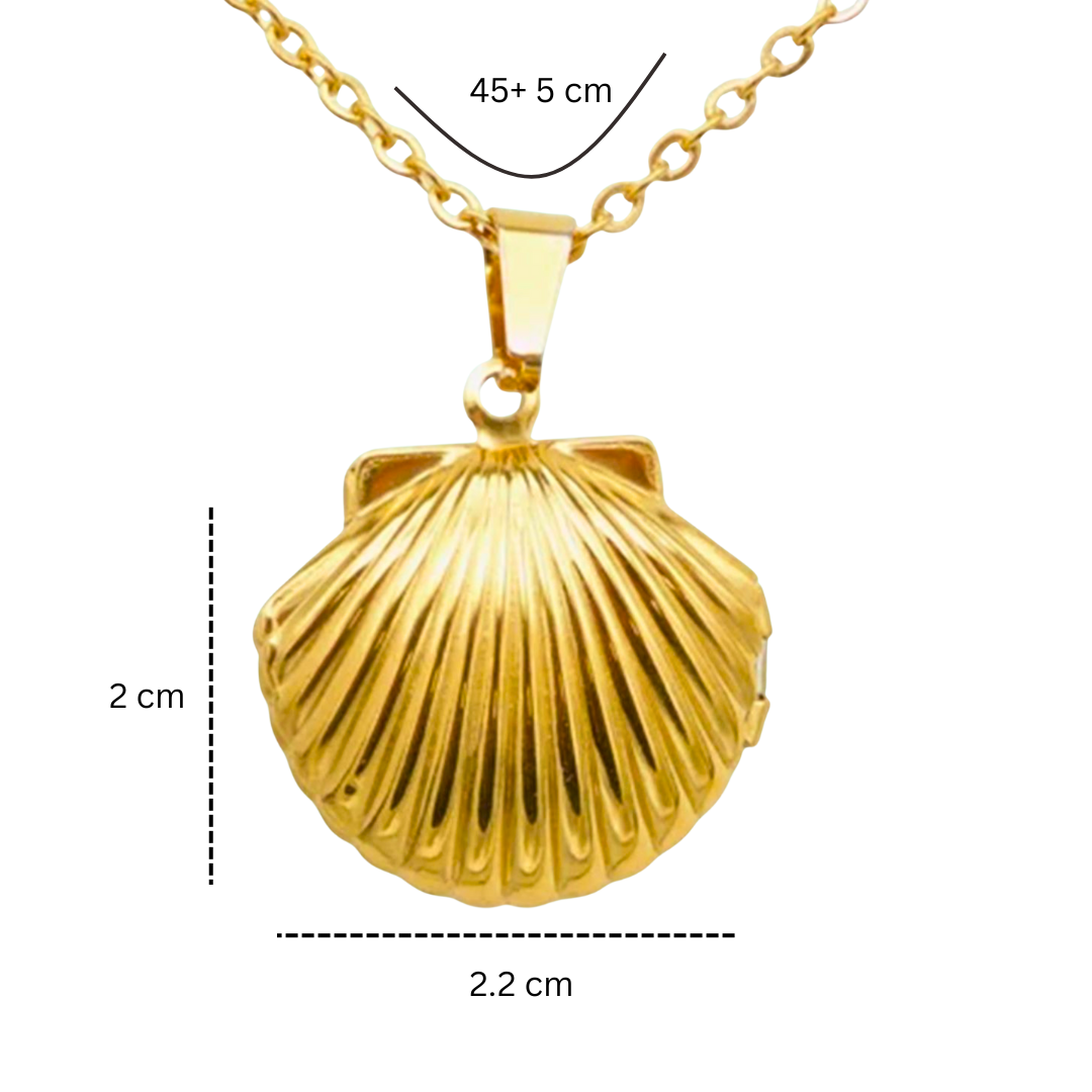 Rexa | Gold (18K) Plated Sea-Shell Waterproof Locket Necklace