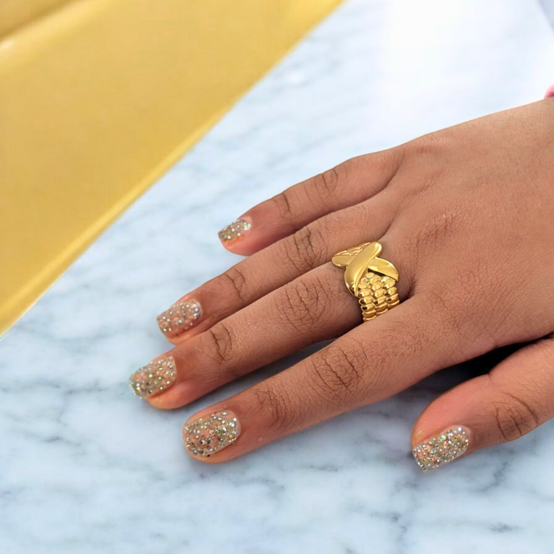 Colleen | Gold Plated Thick X Vintage Resizable Ring