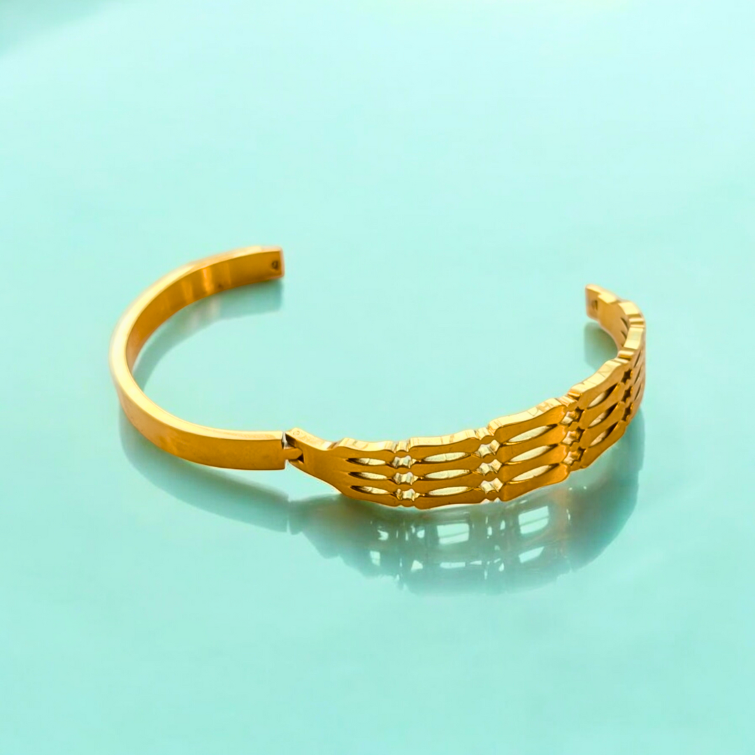 Bree | Gold-Plated Hollow Thick Cuff Bangle Bracelet