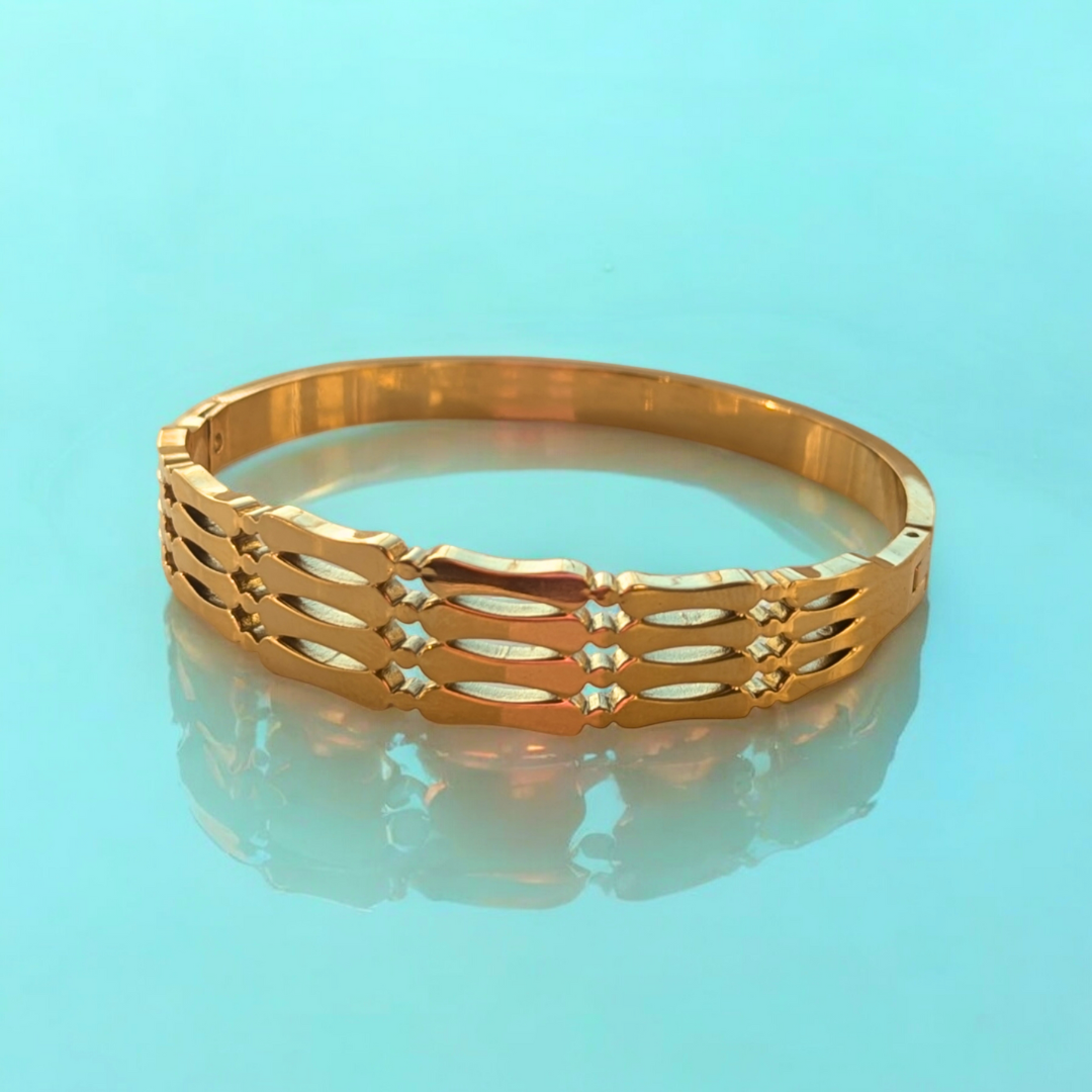 Bree | Gold-Plated Hollow Thick Cuff Bangle Bracelet