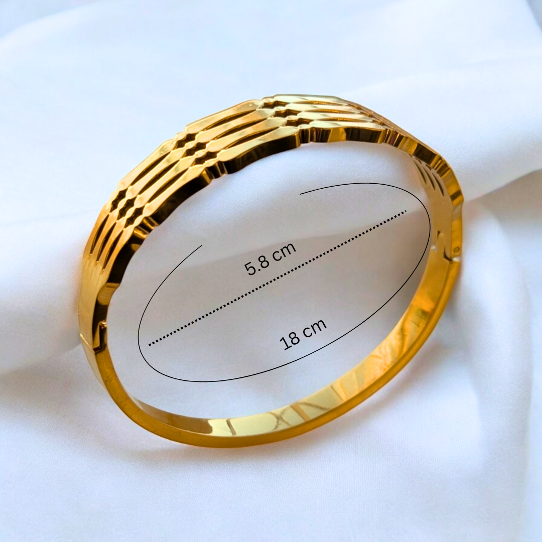 Bree | Gold-Plated Hollow Thick Cuff Bangle Bracelet