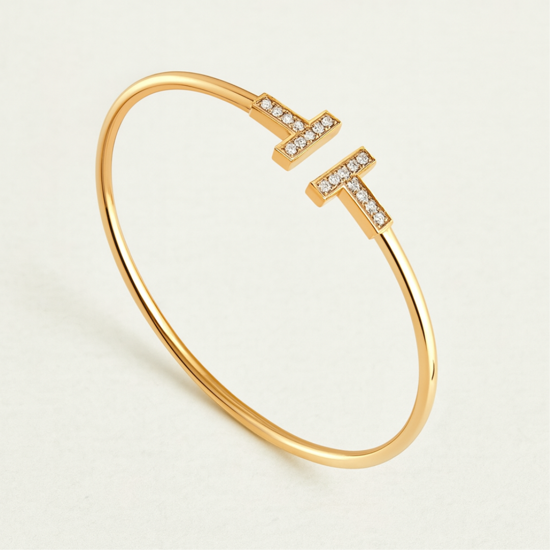 Tiara | 18K Gold Plated Zircon T-Bracelet Waterproof Bangle
