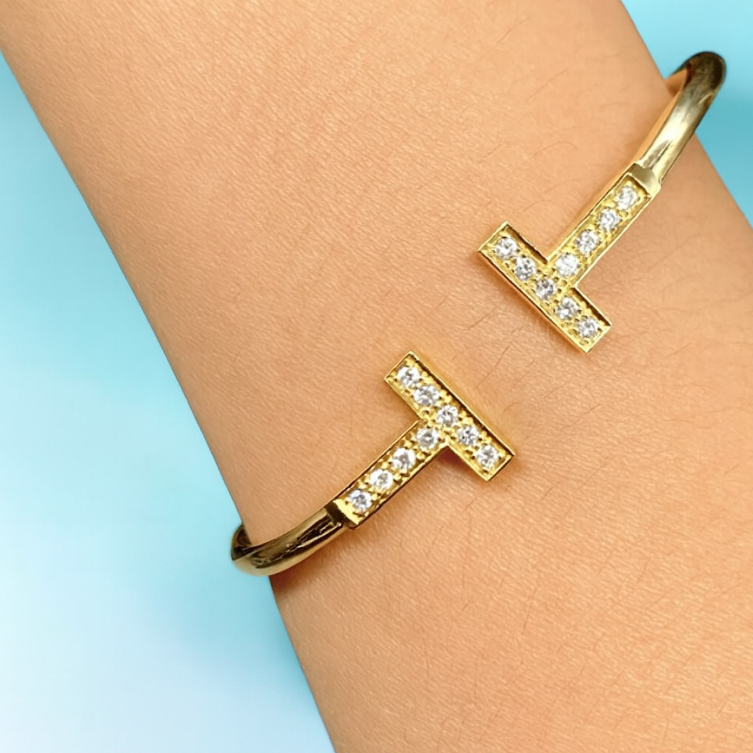 Tiara | 18K Gold Plated Zircon T-Bracelet Waterproof Bangle