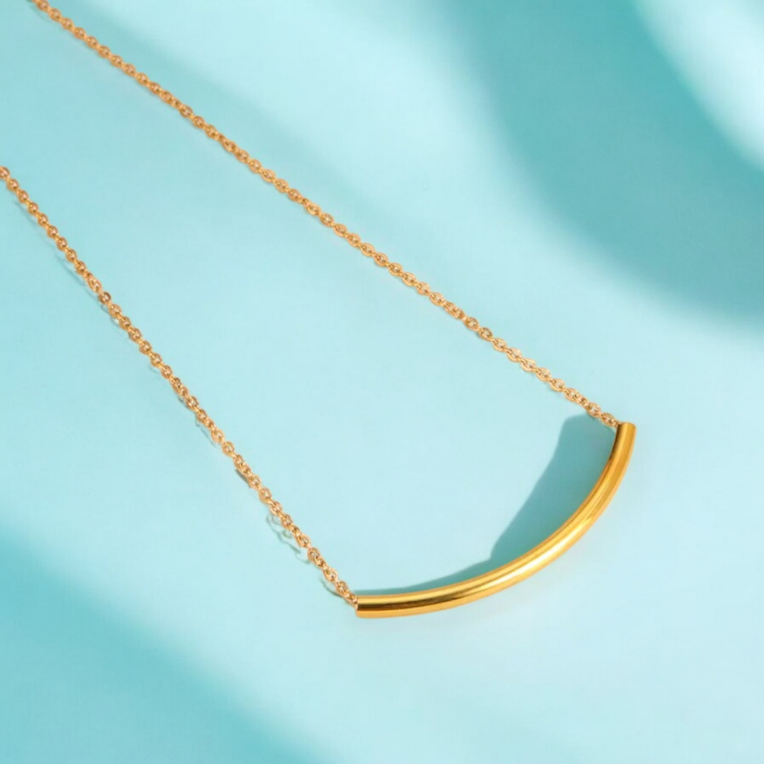 Ohana | Gold (18K) Plated Tube Bar Pendant Waterproof Necklace