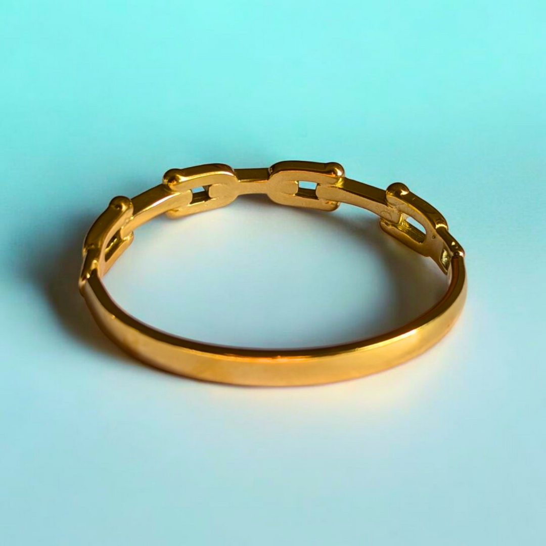 Portia | Gold Plated U-Link Cuff Bangle Bracelet