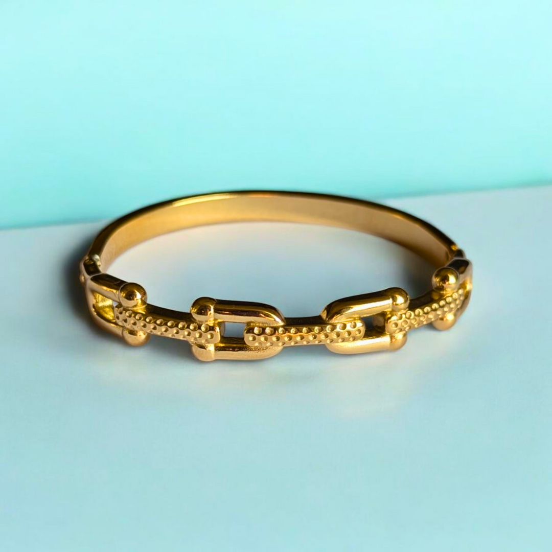 Portia | Gold Plated U-Link Cuff Bangle Bracelet