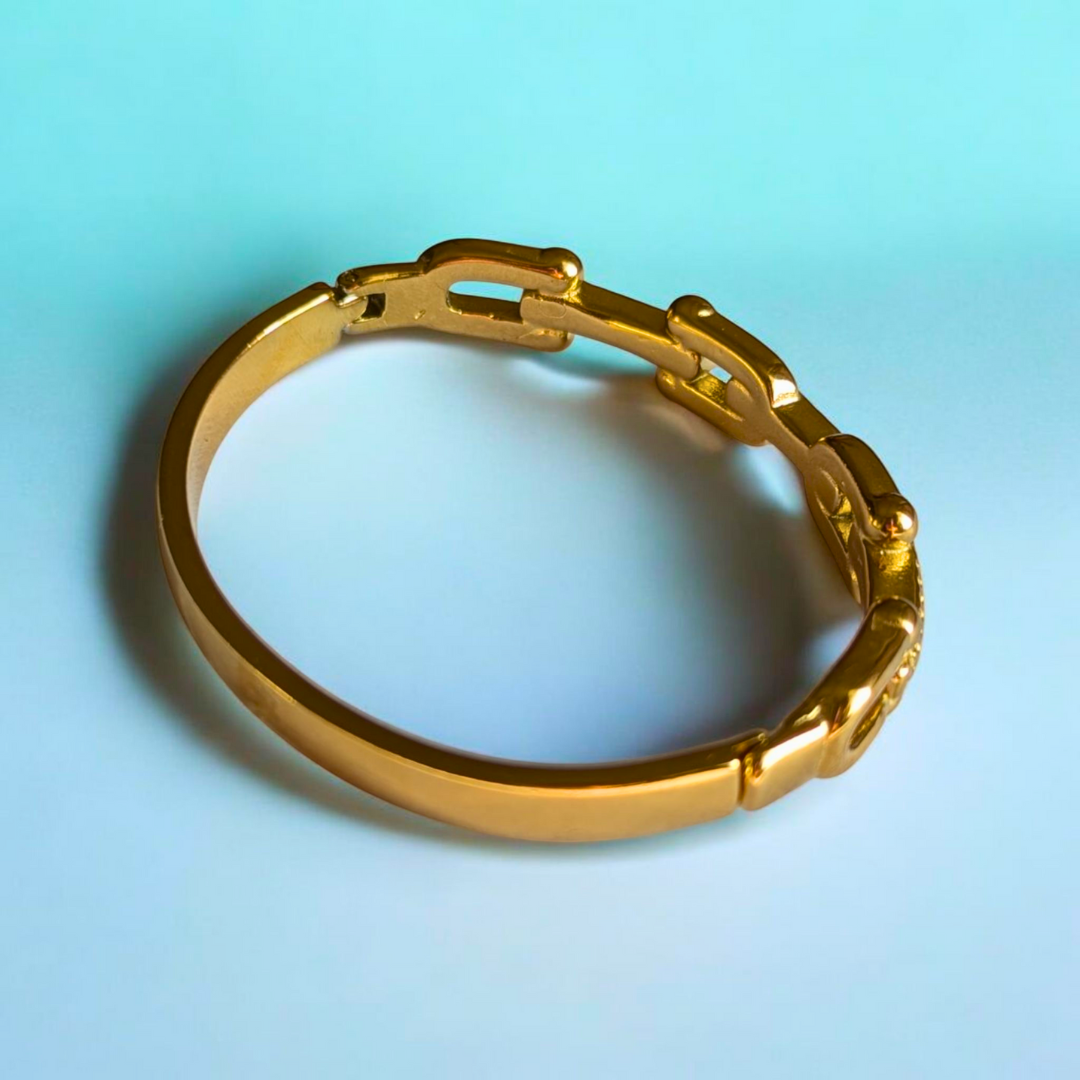 Portia | Gold Plated U-Link Cuff Bangle Bracelet