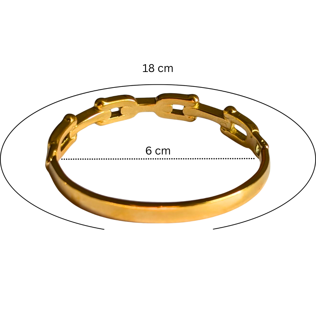 Portia | Gold Plated U-Link Cuff Bangle Bracelet