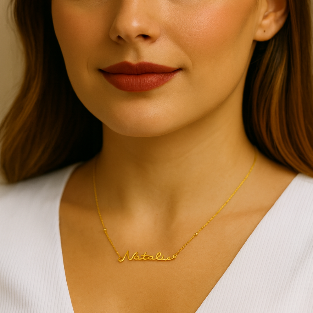 Ivara | Personalised Name Necklace, Custom Name Necklace - 18K Gold Plated Waterproof Necklace