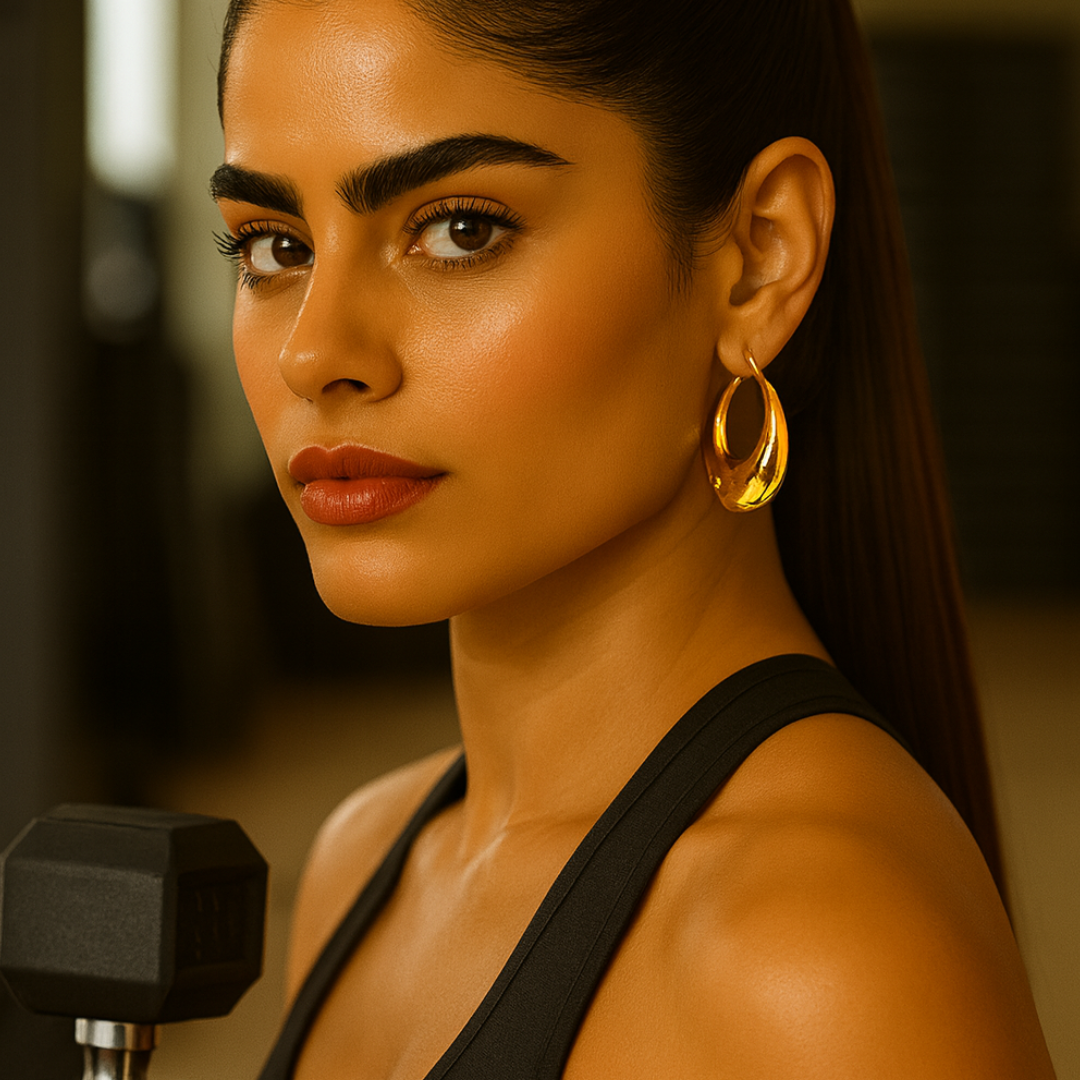 Arletta | 18K Gold Plated Star Carved Crescent Moon Hoop Waterproof Earrings